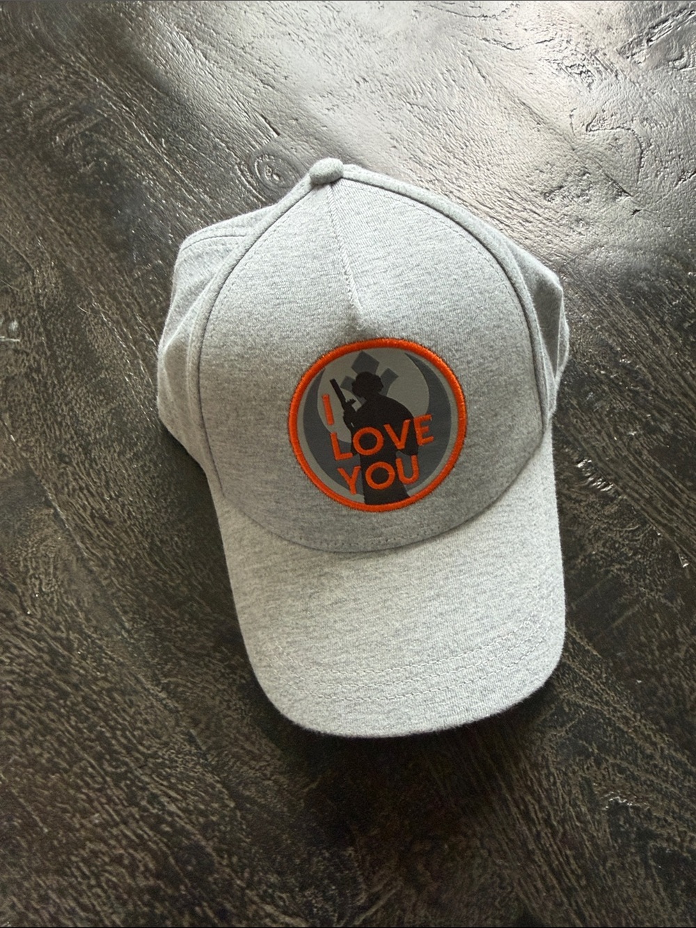 Star Wars Gray Baseball Hat with Orange 'I Love You' Badge